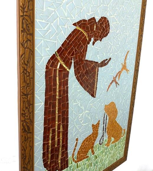Quadro São Francisco com Cão e Gato