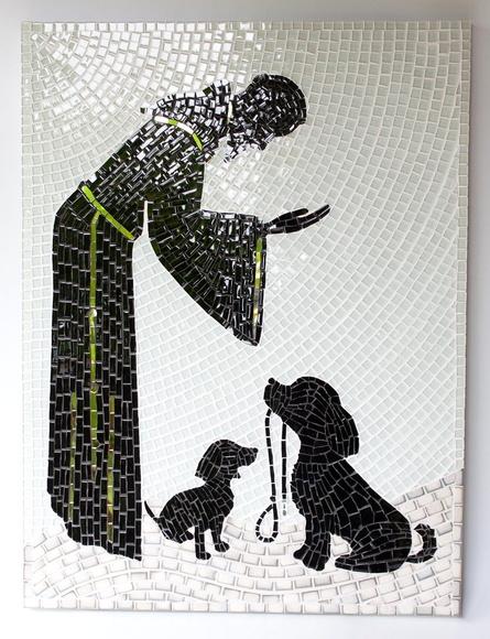 Quadro São Francisco com Cães P&b