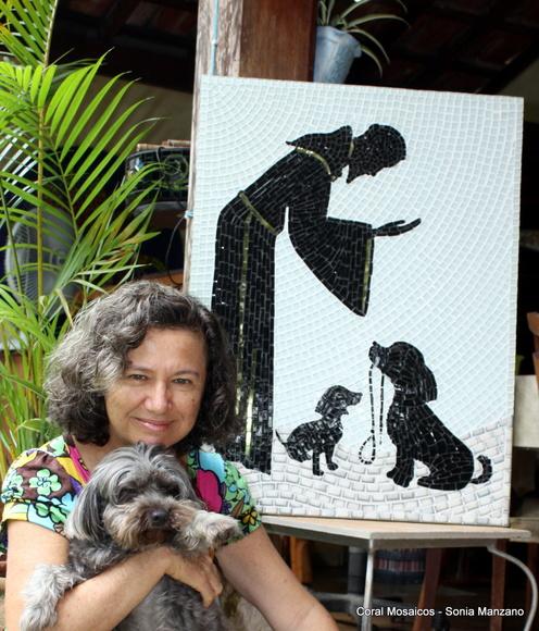 Quadro São Francisco com Cães P&b