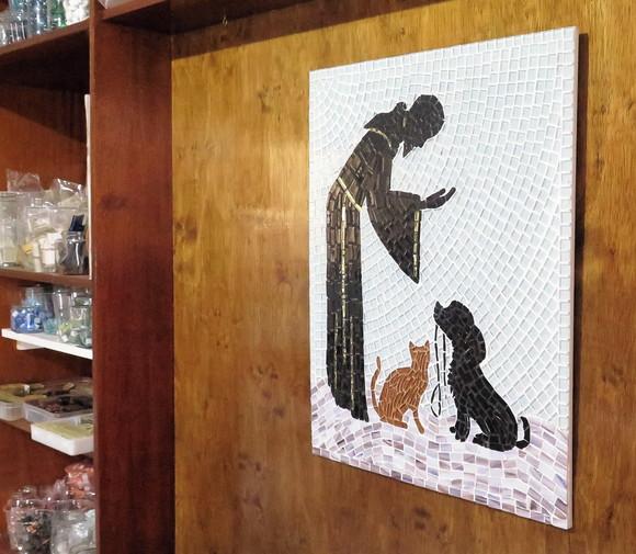 Quadro São Francisco com Cão e Gato