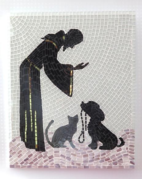 Quadro São Francisco com Cão e Gato