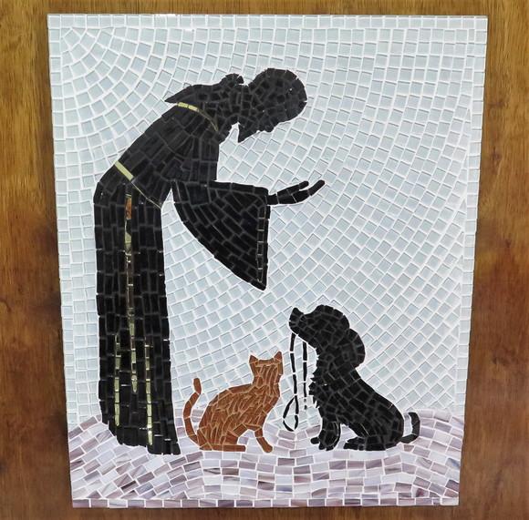 Quadro São Francisco com Cão e Gato