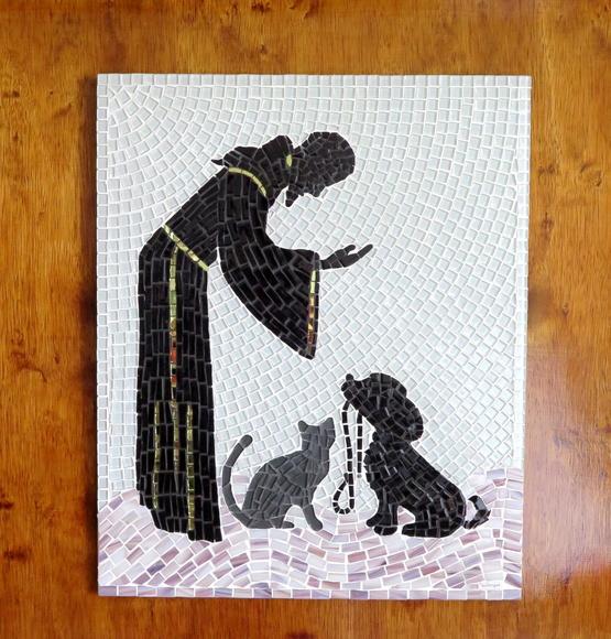 Quadro São Francisco com Cão e Gato