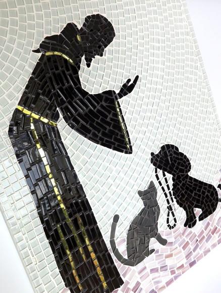 Quadro São Francisco com Cão e Gato