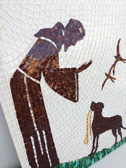 Quadro São Francisco em Mosaico com Dog Área Externa