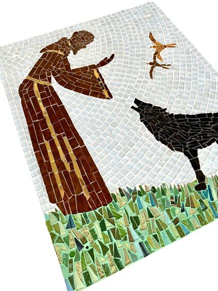 Quadro São Francisco em Mosaico com Lobo Área Externa