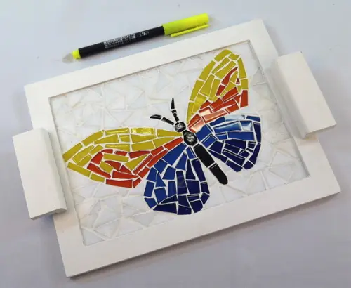 Bandeja Pequena em Mosaico Borboleta