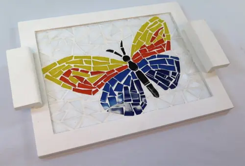 Bandeja Pequena em Mosaico Borboleta