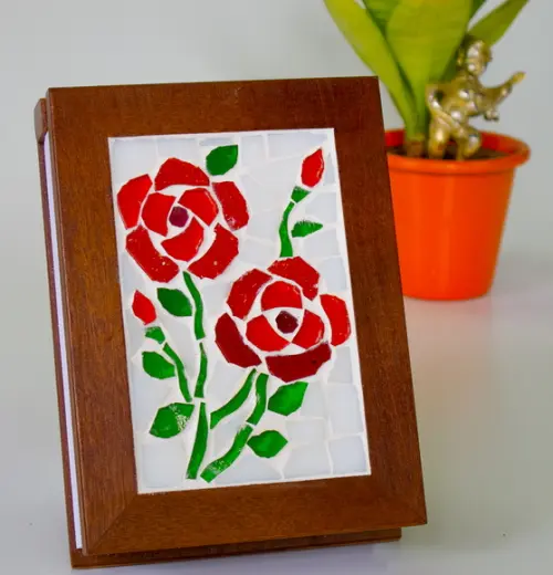 Bloco Anotações Mosaico Rosas Vermelhas