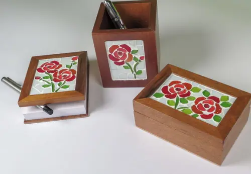 Bloco Anotações Mosaico Rosas Vermelhas