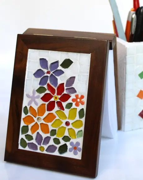 Bloco de Anotações Floral em mosaico