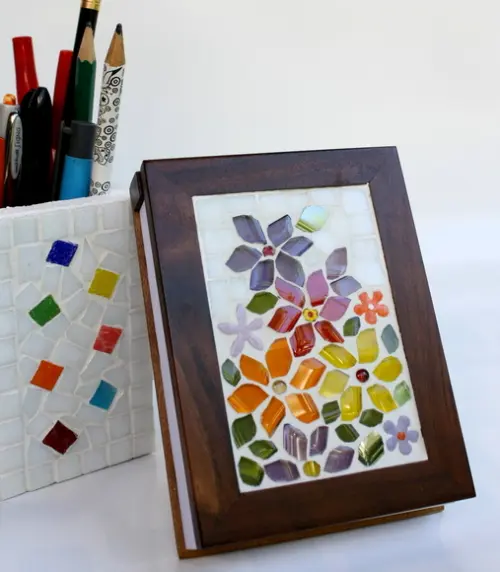 Bloco de Anotações Floral em mosaico