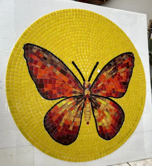 Borboleta em Mosaico em Tela (fixação em Área Externa)