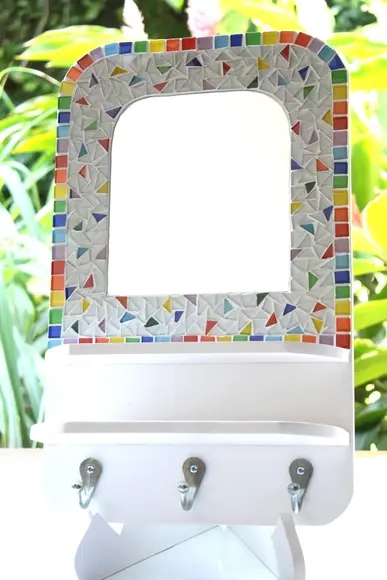 Cabideiro com Espelho Mosaico Colorido