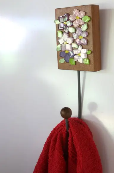 Cabideiro em Mosaico 1 Gancho Flor Lilás