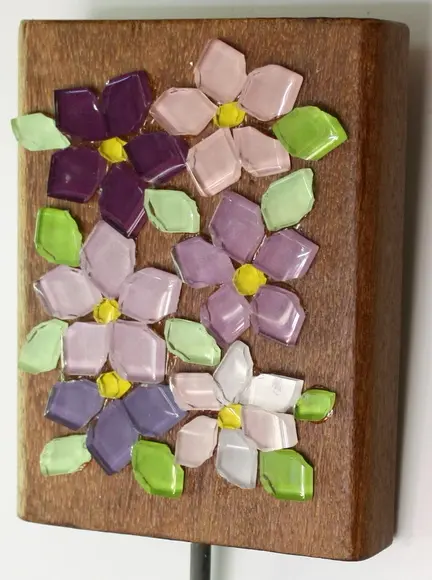 Cabideiro em Mosaico 1 Gancho Flor Lilás