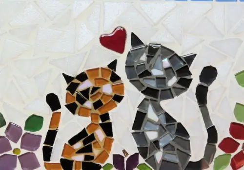 Cabideiro em Mosaico 4 Ganchos Gatinhos