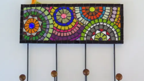 Cabideiro em Mosaico Círculos 4 Ganchos