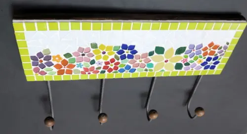Cabideiro em Mosaico Floral 4 Ganchos