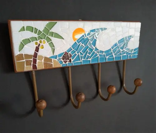 Cabideiro em Mosaico Mar 4 Ganchos