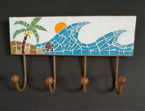 Cabideiro em Mosaico Mar 4 Ganchos