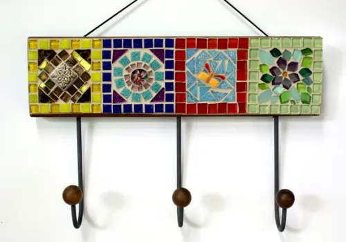 Cabideiro em Mosaico Patchwork 3 Ganchos
