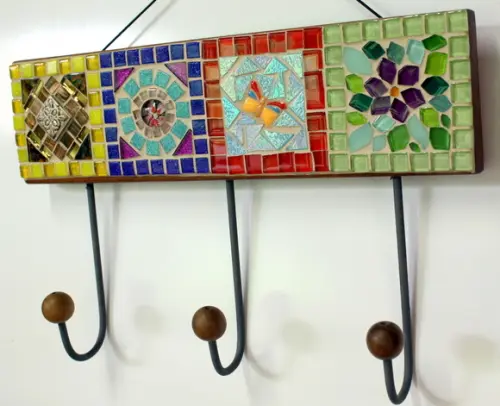 Cabideiro em Mosaico Patchwork 3 Ganchos