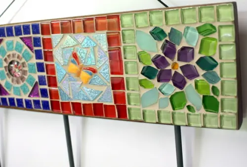 Cabideiro em Mosaico Patchwork 3 Ganchos