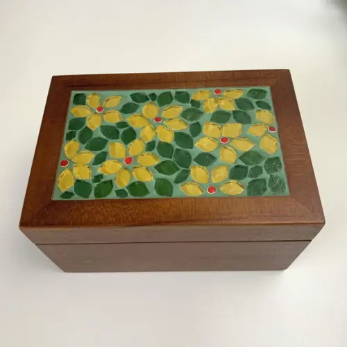 Caixa de Chá em Mosaico Floral P