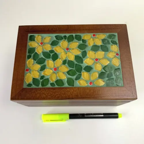 Caixa de Chá em Mosaico Floral P
