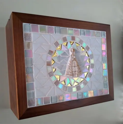 Caixa de Chá em Mosaico Nossa Senhora da Aparecida