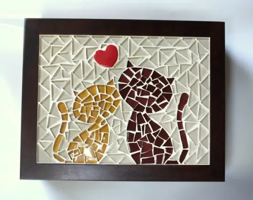 Caixa de Chá em Mosaico Gatos