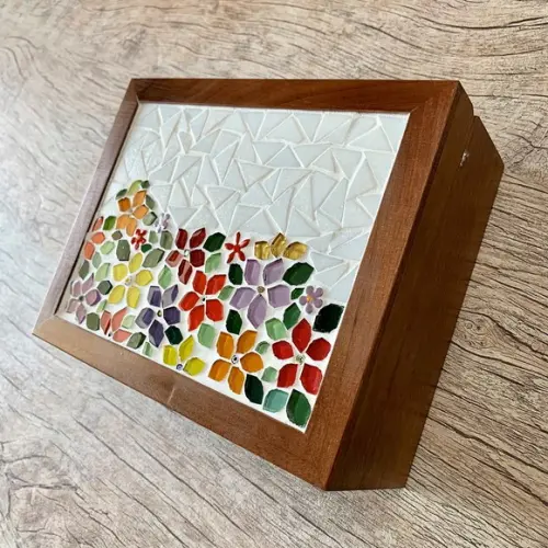 Caixa de Chá em Mosaico Primavera