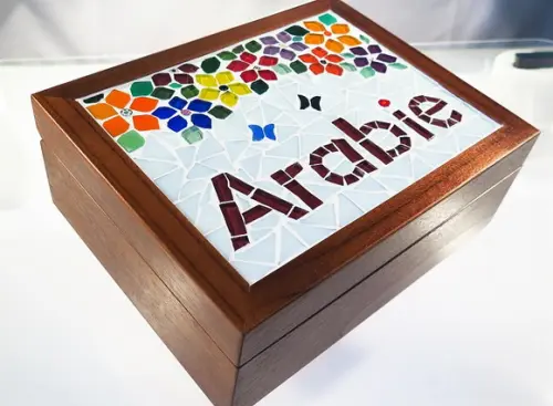 Caixa de Chá em Mosaico Primavera Personalizada