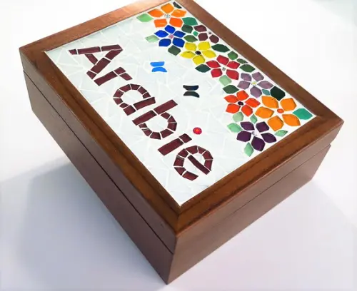 Caixa de Chá em Mosaico Primavera Personalizada