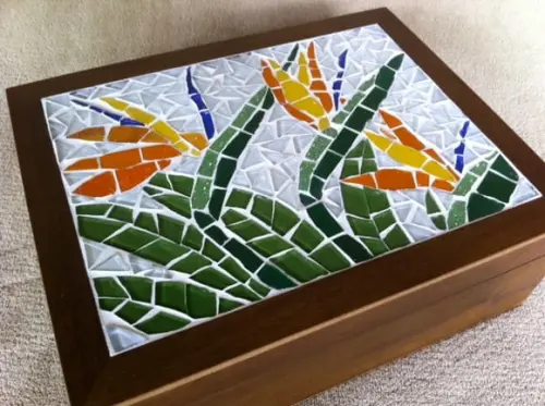 Caixa de Chá em Mosaico Strelitzia