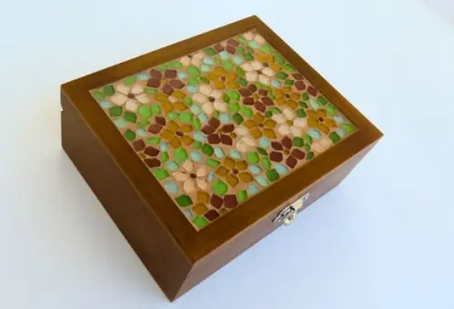 Caixa de Costura em Mosaico Flores