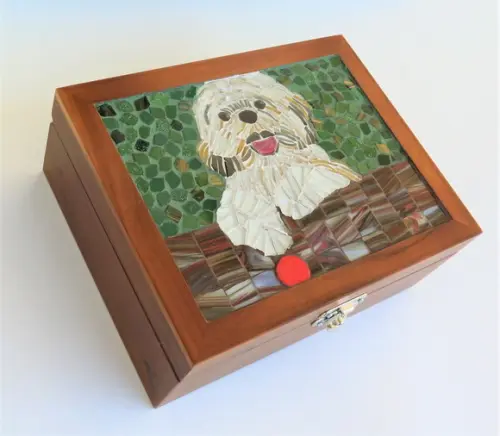 Caixa de chá ou Multi Uso em Mosaico Dog