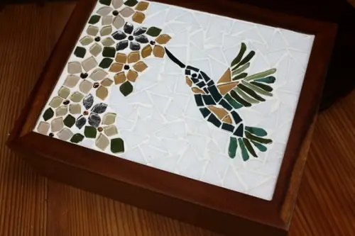 Caixa de chá ou Multiuso em Mosaico Beija-flor