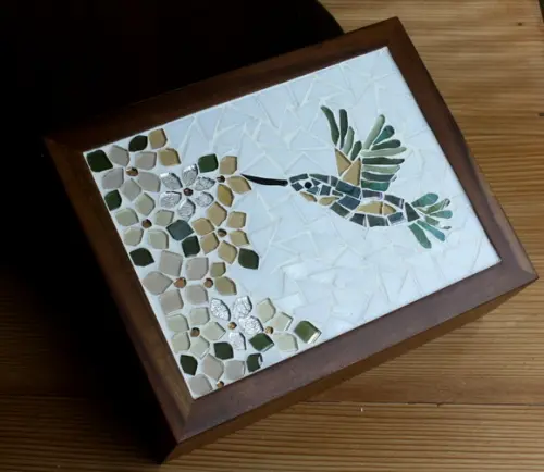 Caixa de chá ou Multiuso em Mosaico Beija-flor