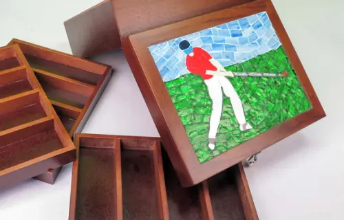 Caixa Multiuso ou Relógios em mosaico Golfista