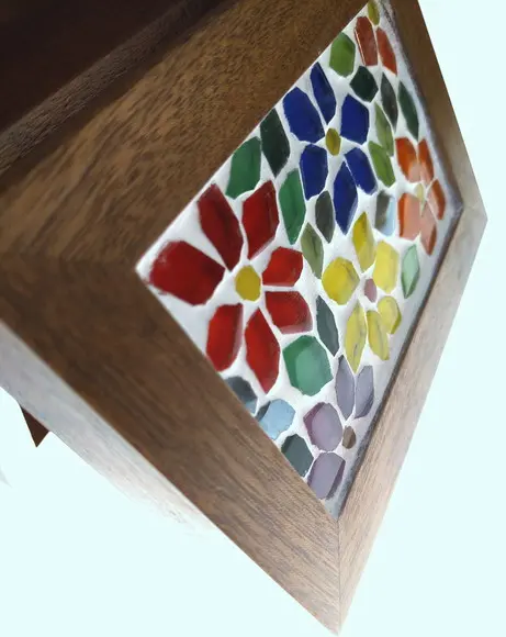 Caixa Porta Cartões em Mosaico Floral