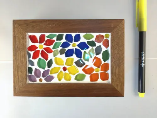 Caixa Porta Cartões em Mosaico Floral
