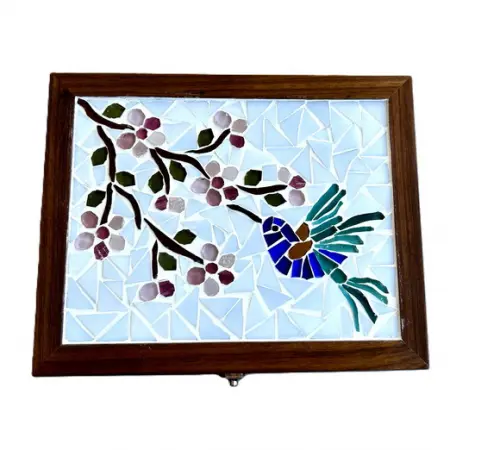 Caixa Porta Jóias em Mosaico Beija-flor