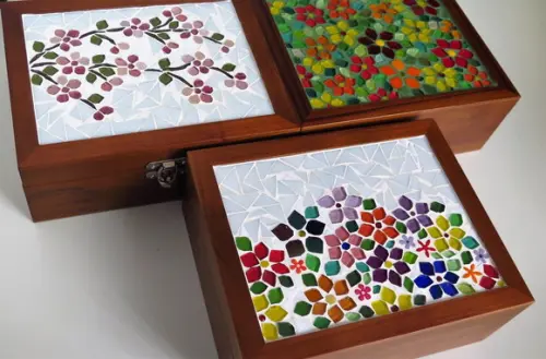 Caixa Porta Maquiagem em Mosaico