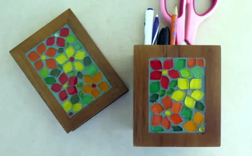 Conjunto Porta Lápis e Bloco Mosaico