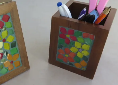 Conjunto Porta Lápis e Bloco Mosaico