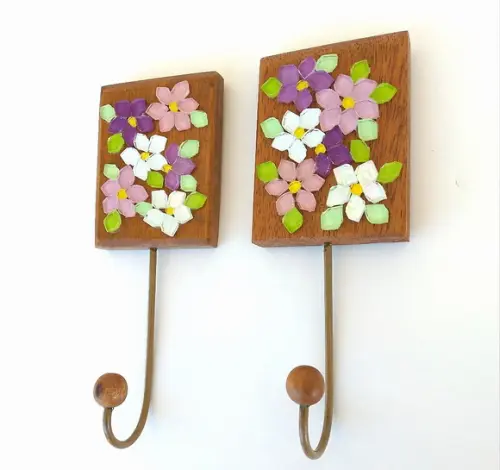 Duo de Cabideiro em Mosaico 1 Gancho Flor