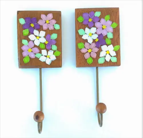 Duo de Cabideiro em Mosaico 1 Gancho Flor