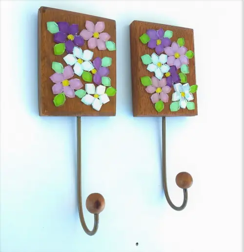 Duo de Cabideiro em Mosaico 1 Gancho Flor